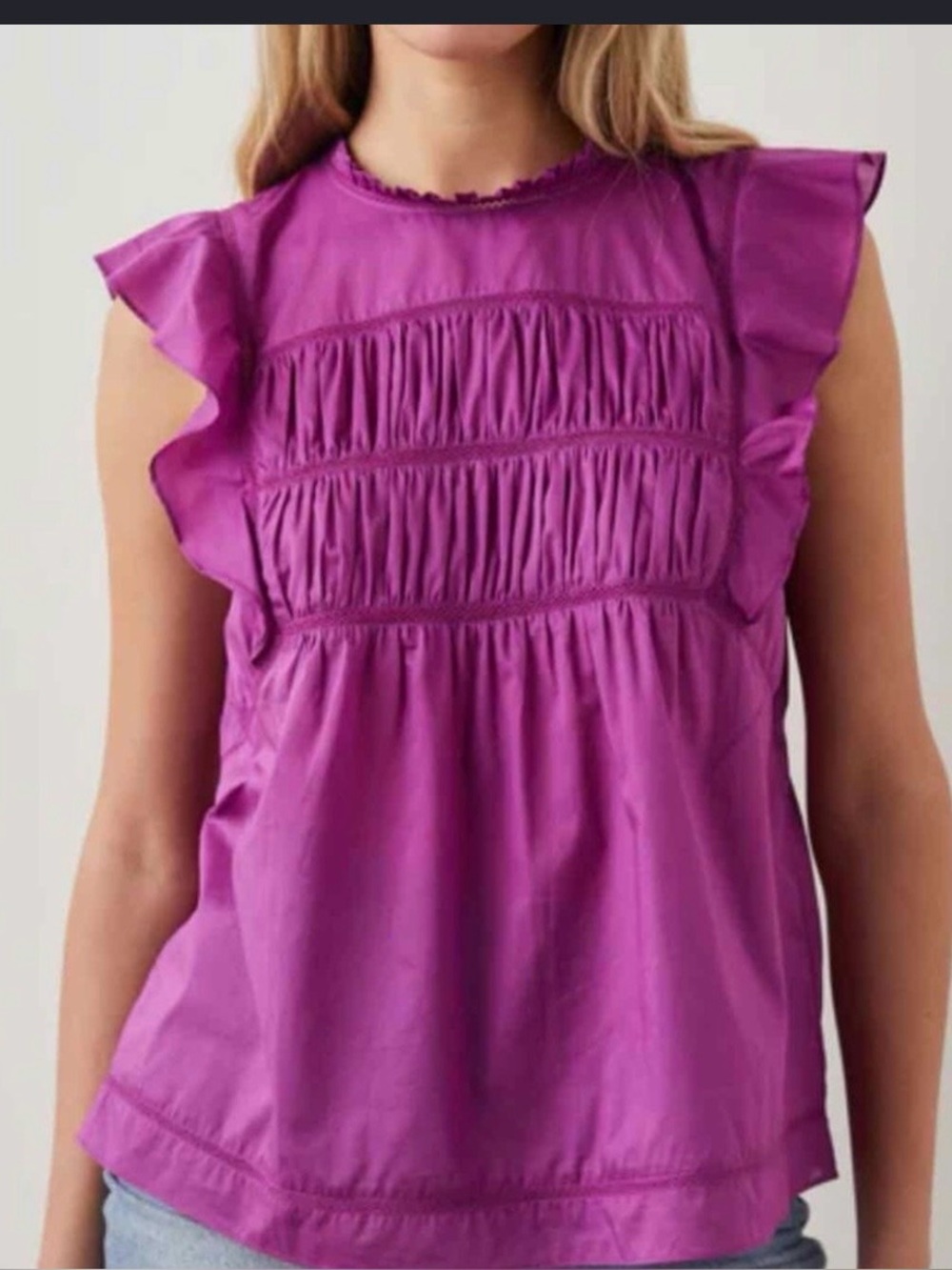 Rails 100% Cotton Purple Ruffle Sleeve Blouse NWT
